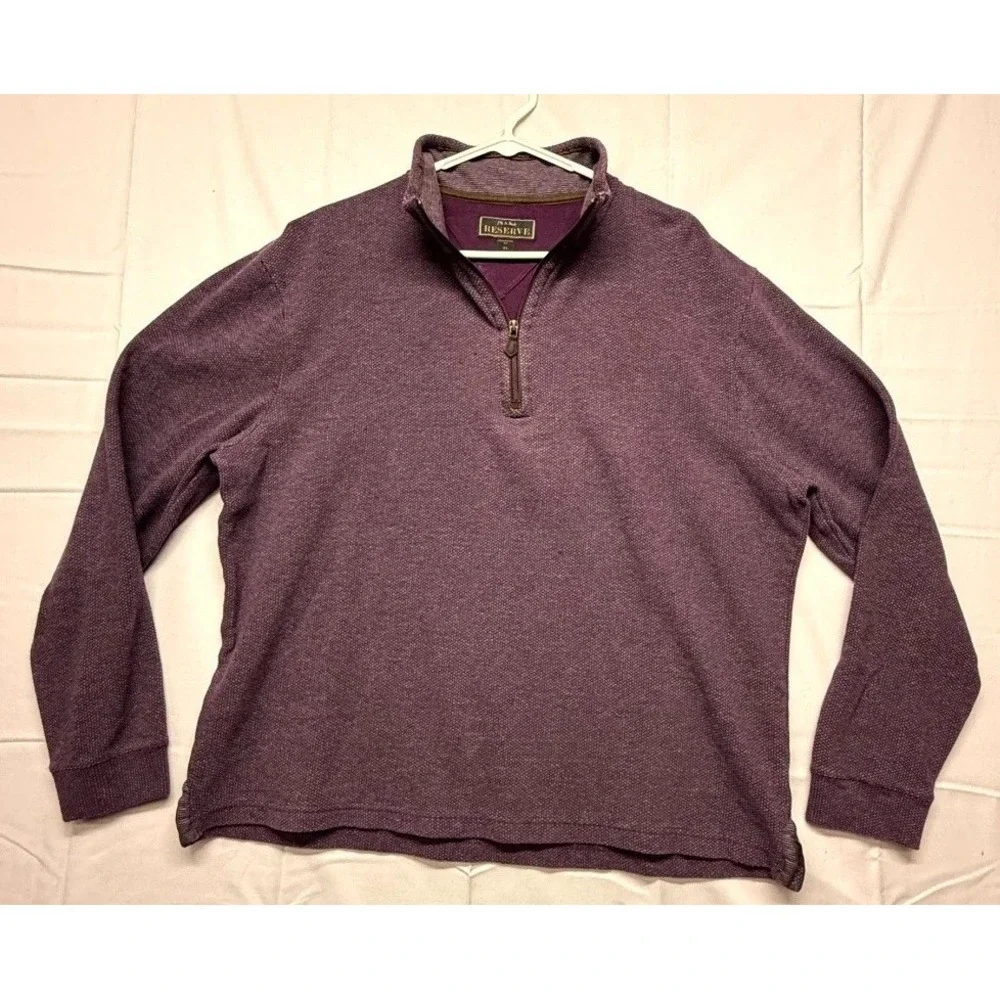 JoS. A. Bank Reserve Sweater Men XL Purple Traditional Fit Quarter Zip Mock Neck